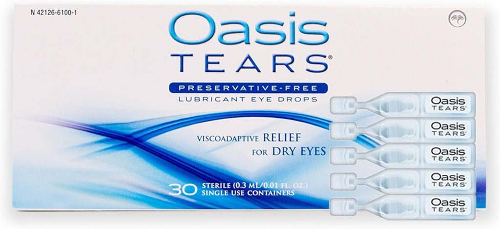 OT6100 - Oasis TEARS® Preservative-Free Lubricant Eye Drops Relief for Dry Eyes TEN 30 Single-Use Containers latitud 0.01 FL OZ (0.3 mL)