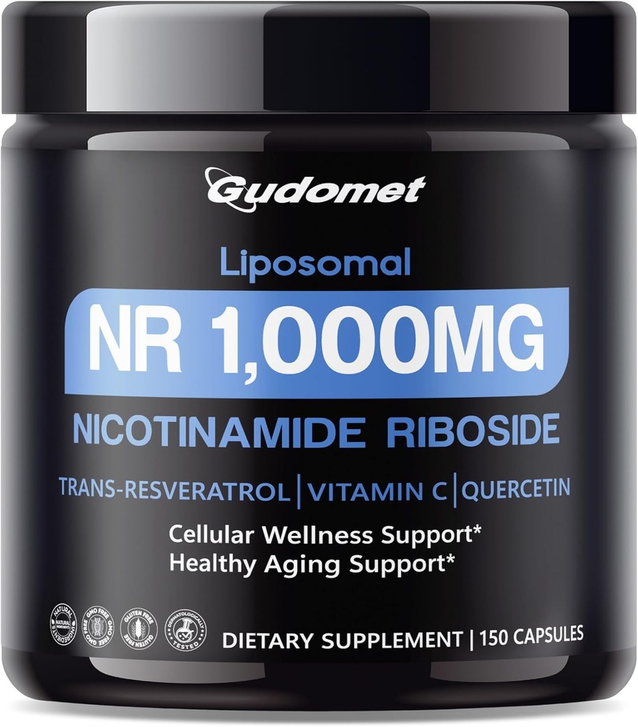 Liposomal NR (Nikotynamid Ribozyd) z Trans- Resveratrol, Witamina C & Quercetin - Wspiera Cellular Wellness & Healthy Aging -150 Capsules - Made in USA