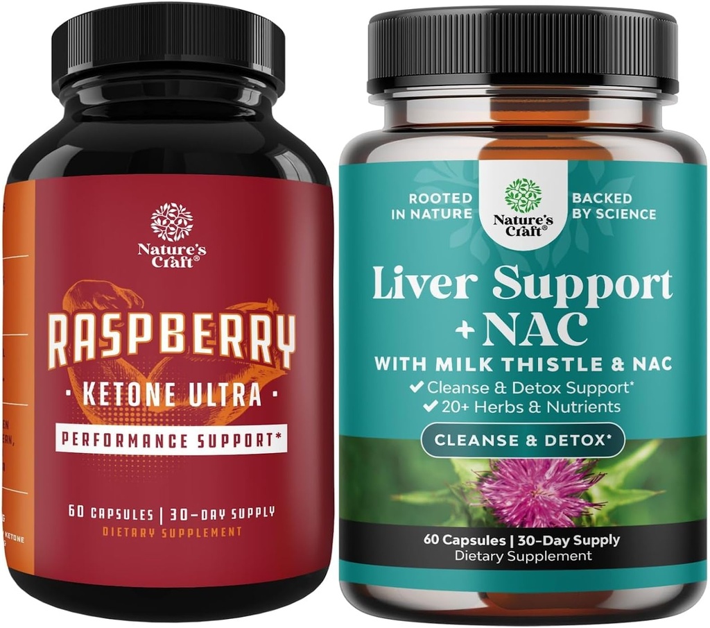 Bundle of Blend of Raspberry Ketone, Green Tea Extract und African Mango Potent Zutaten, um Gewicht-Verlust zu beschleunigen, Suppress Appetite & Brennen Fett und Leber Unterstützung Ergänzung mit NAC - Kräuter Leber