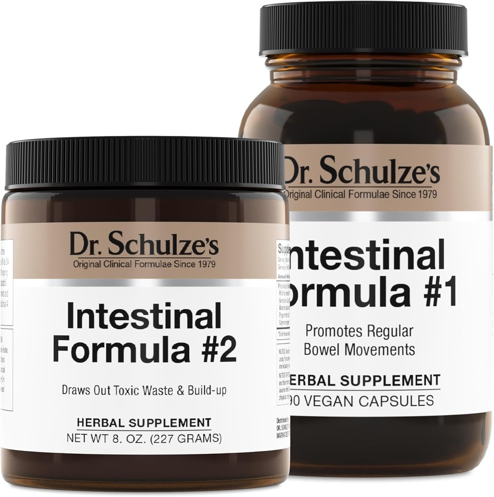 Schulze's Intestinal Formula #2 (8 Ounces) and Intestinal Formula #1 Capsule (90 Capsule) - Organic Herbal Supplements