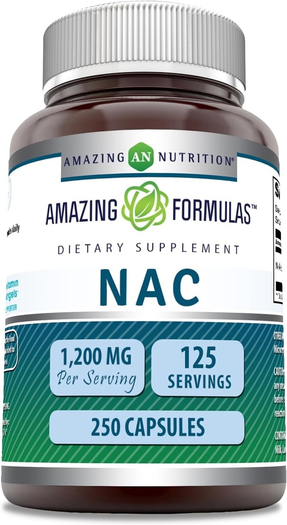 Amazing Formulas NAC (N-Acetyl-L-Cysteine) Tamam | 250 Capsules | Non-GMO | Gluten Free | Made in USA