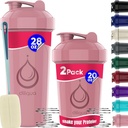 2 PACK, 28 onças & 20 onças Shaker Garrafas com poderoso fio Whisks para misturas de proteínas . Pacote de garrafa de shaker Blender à prova de vazamento .