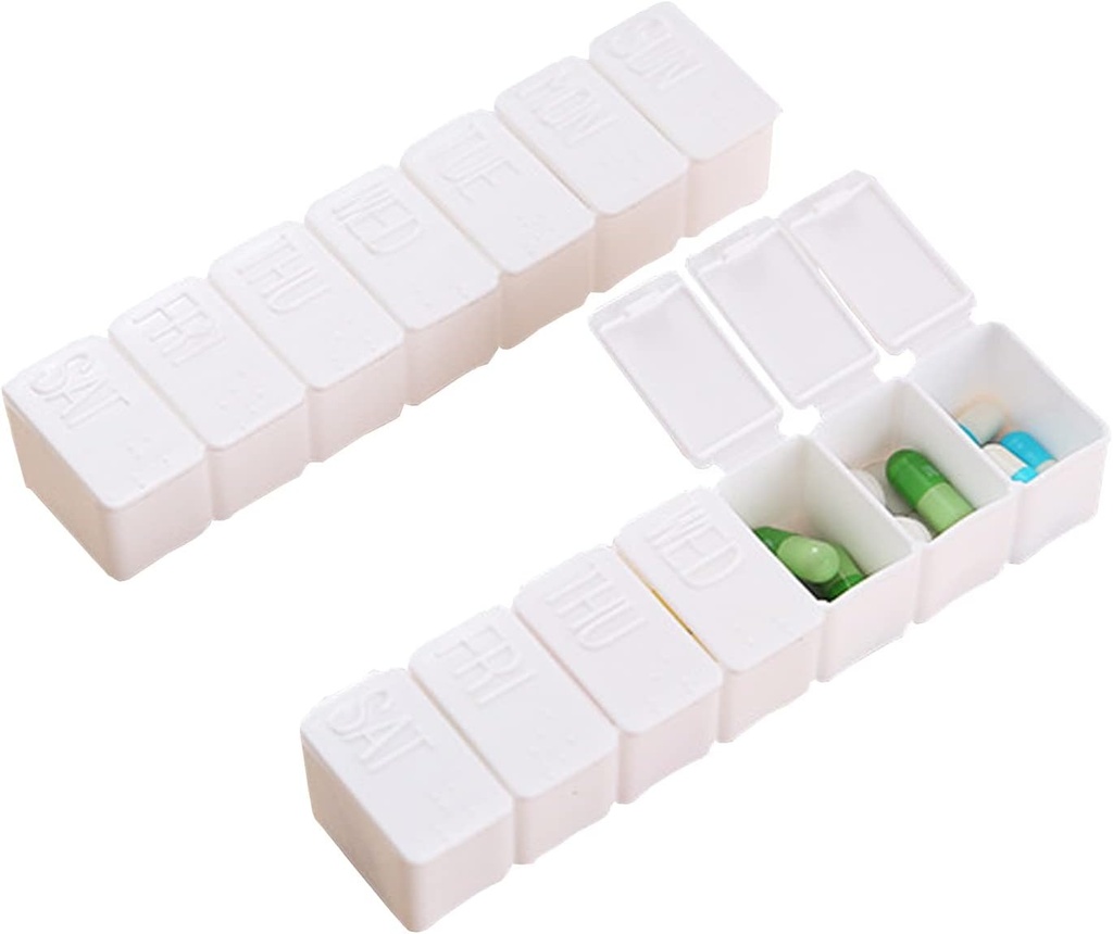 2 Pack 7 Compartments BPA Gratis terwijl pil Box/Pill Case/Travel Pill Organizer Dispenser voor vitamine visolie supplement...