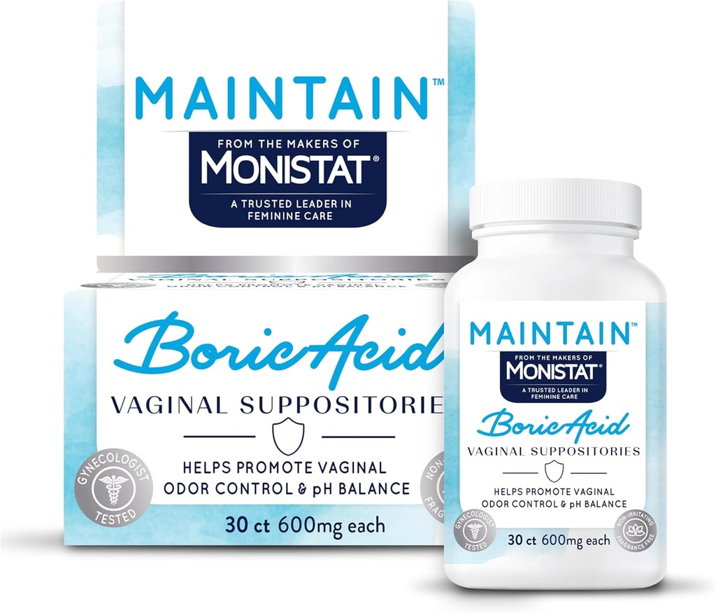 no makers of Monistat, uzturēt Boric Acid Supozitorices sievietēm, Fragrance-free Ierakstīt vaginal Odor kontroles un pH līdzsvars bez kairinājuma, 30 Skaits