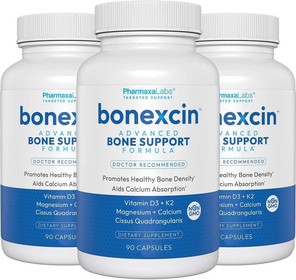 Advanced Bone Support Formula - Wapń, Magnez, Witamina D3 & K2 - Gęstość kości i suplement siły dla kobiet i mężczyzn - Joint, Menopauza i Osteoporoza - 90 Kapsułek (opakowanie po 3)