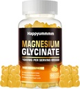 Glicerina de magnésio 1000mg - Suplemento de potássio de magnésio sem açúcar com vitamina D, B6, CoQ10 para calma humor e suporte ao sono - 60 chicletes laranja