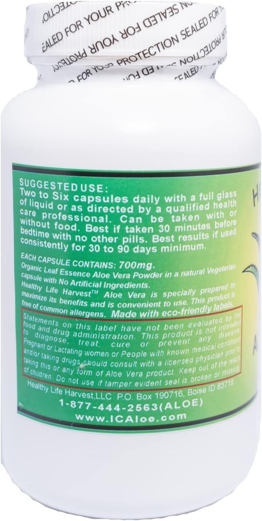 Cápsulas ICAloe - Suplementos IC, Não-GMO, Cistite Intersticial para 30 Anos- Vegetariano - Cada garrafa tem 90 - 700mg cápsulas