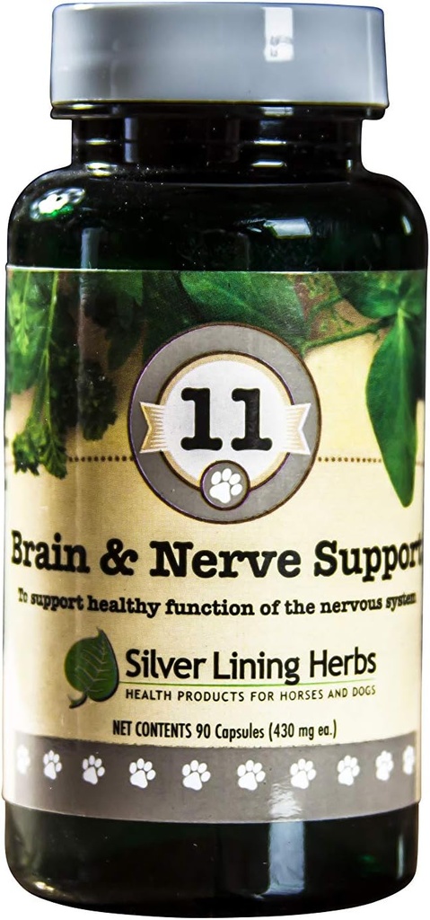Silver Lining Herbs 11 Canine Brain & Nerve Support - Natūralus produktas Padeda išlaikyti nervų sistemą, smegenis, ir nugaros žievę - Žolinių papildas Padeda išlaikyti Laimė ir geras dipozicija - 90 kapsulės