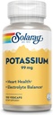 Solaray Kalium 99 mg - Electrolyte Balance Formula - Kalium Supplement for elektrolyter, vaskulær og hjerte helse støtte - 60-dagers pengene tilbake garanti, Lab verifisert, 100 Services, 100 VegCaps