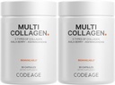 Codeage Multi Collagen כמוסות - 5 סוגי קולגן I, II, III, V & X - hydrolyzed Grass-Fed Bovine חלבונים עם אשוגנדהה, Amla, ווויטמינים - 2Packack