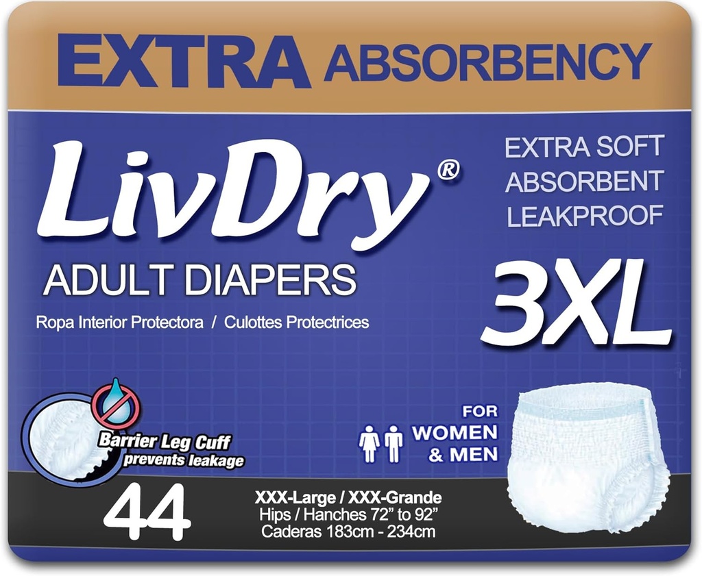LifeDry ผู้ใหญ่กว่า incontinuous institute, aborbent Auth Diaper, Leak heaves (XX-Large (44 เคานต์)