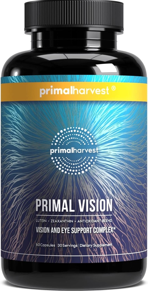 Primal Harvest Primal Vision dengan Lutein, lemahxanthin, Vitamin A dan Zinc untuk Eye Health, Blue Light Support and Visual Clarity