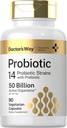 医生之路 Probiotic Supplements + 5亿 活性生物 + 90 Capsules + 14 Strains 与 Prebiotic + 男女 + 植物人,非GMO, Gluten Free