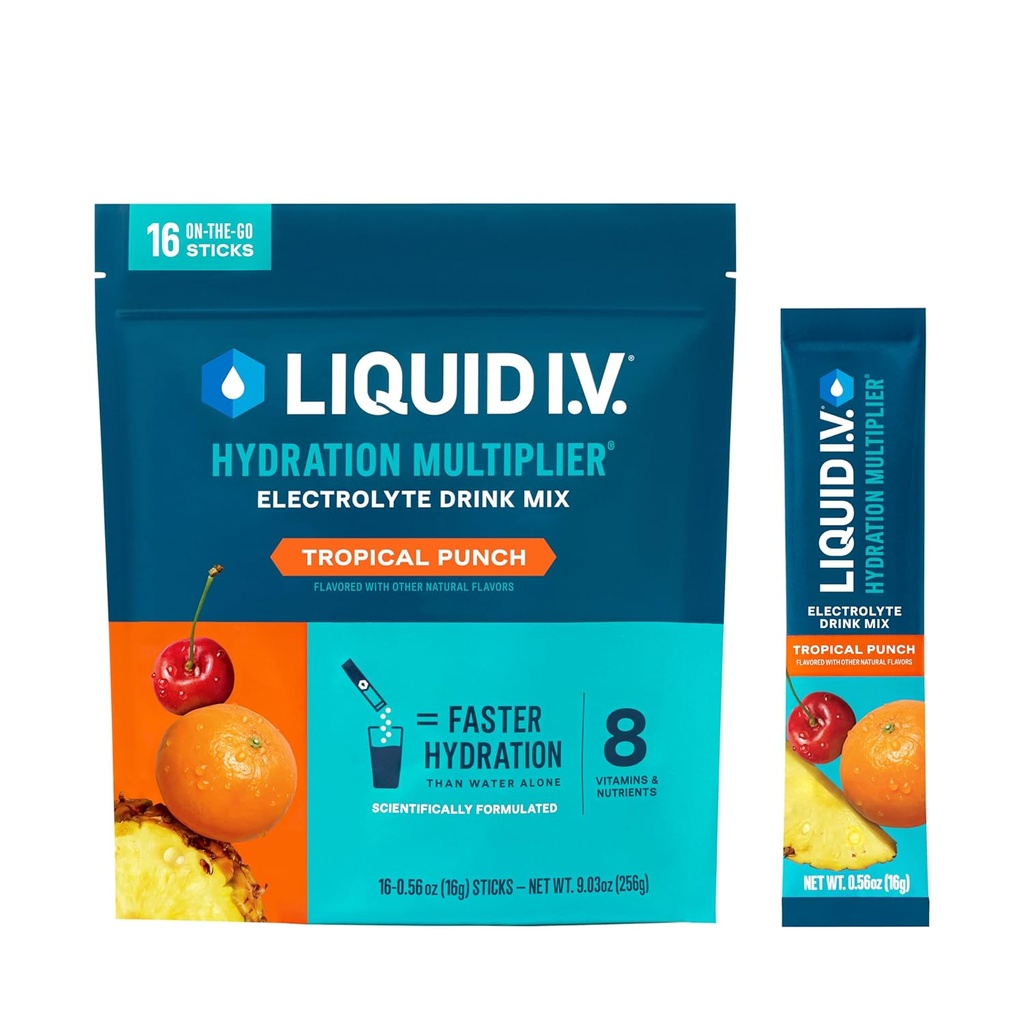 Liquid I.V.® Hydration Multiplier - тропическа пунш  гофриран електролитен прах drink Mix  по 1 Pack (16 сервис)