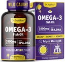 โอเมก้า-3 สีน้ํามันปลา 3500 mg, High EPA & DHA – No Fishy Speople, Chample, Burples, lemons – Pressoft & Health – 90 Softgels - Wild Cuch.