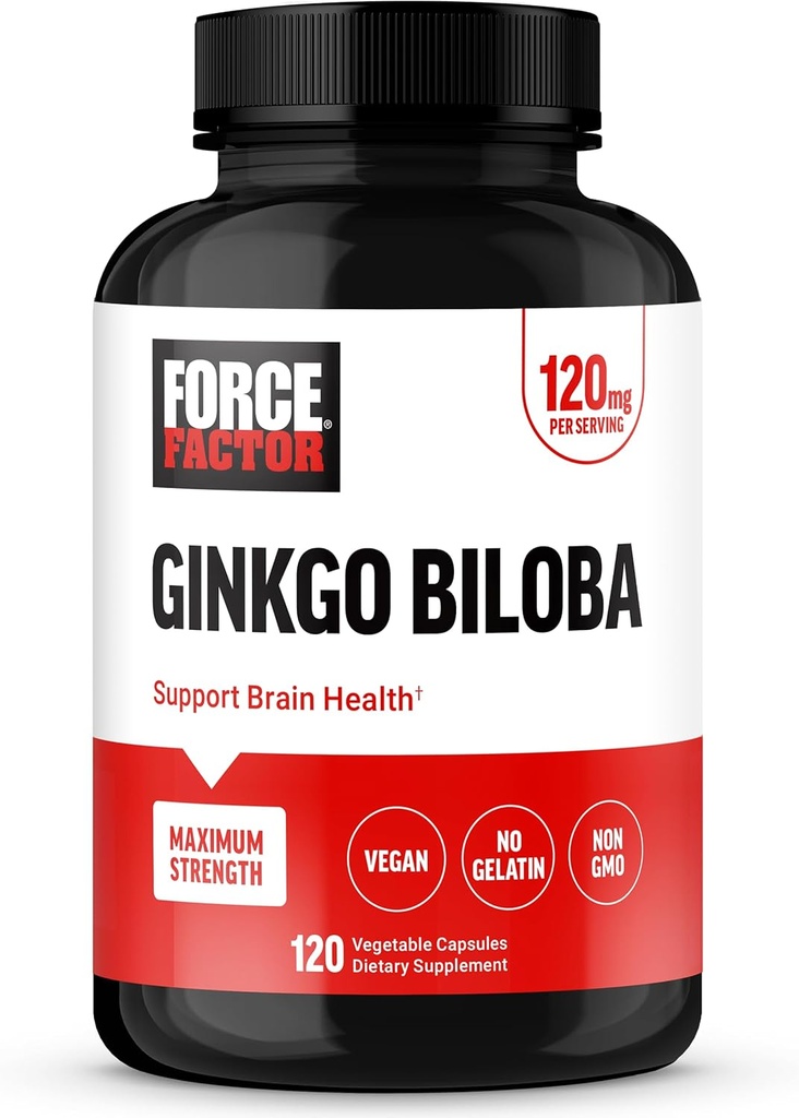 Bộ phận hỗ trợ sức khỏe tối đa Ginko và hỗ trợ Cognitive, Vegan, Non-GMO, 120 Capsules
