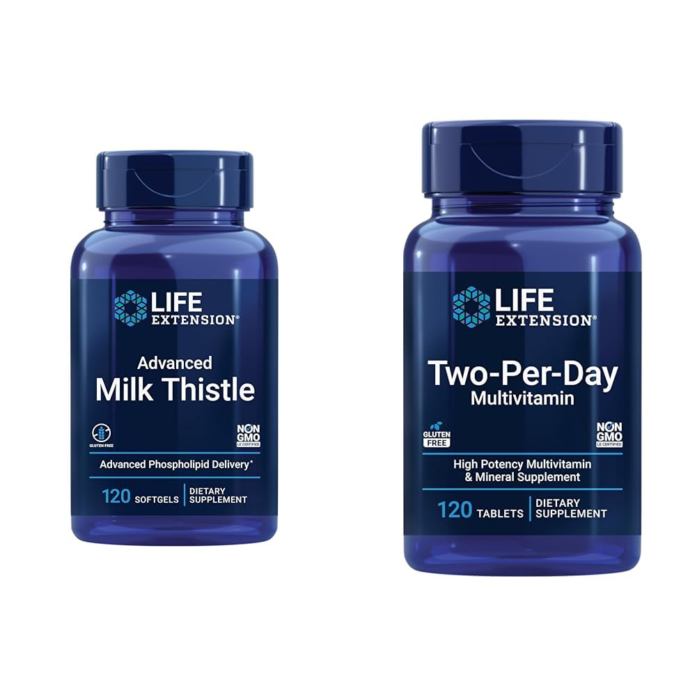 Life Extension Advanced Milk Thistle 120 Softgels and Two-Per-Day High Potency Multi-Vitamin & Mineral 120 Tablets Bundle
