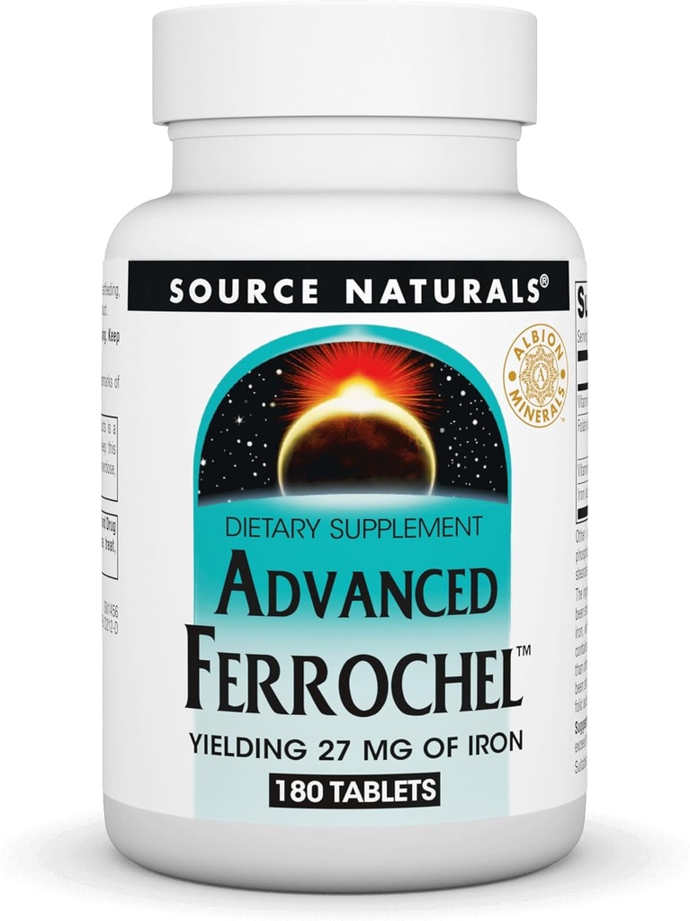 المصدر Naturals Advanced Ferrochel, Dietary supplement Yielding 27 mg of Iron - 180 Tablets