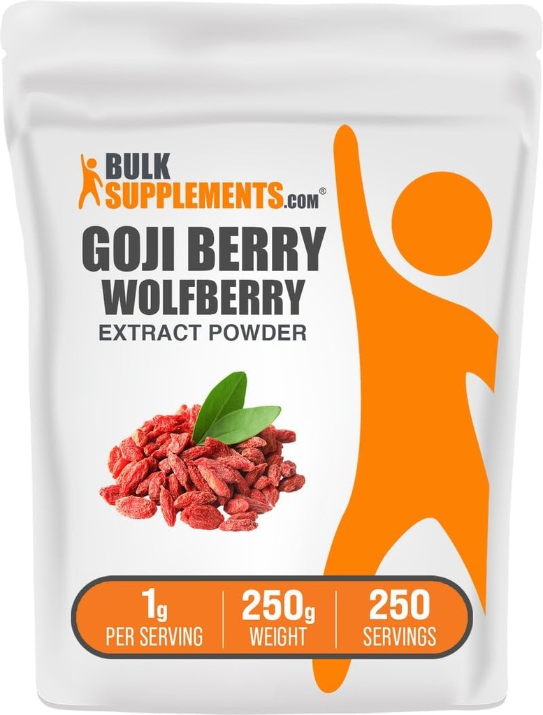 BulkSupplements.com Wolfberry Extract Powder -Goji Berries Supplement, Fruit Powder - Vegan & Gluten Free, 1g per Serving, 250g (8,8 oz) (πακέτο του 1)