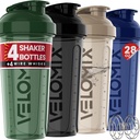 VELOMIX -4 FLAVIS-28 Oz Shaker Cups for Protein Shakes - 4x Wire Whisk