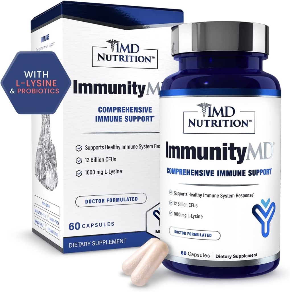 1MD Nutrition ImunityMD - Imneune salut Probiotic, Dr.-Selected Probiòtics amb Prebiòtics - Força global del sistema d'Imneda, Reducció cada dia StresThis 60 Capules