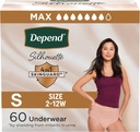 Depend Silhouette Erwachsene Windeln, Inkontinenz & Postpartum Bladder Leak Unterwäsche für Frauen, Maximale Saugfähigkeit, Klein, Rosa, 60 Zähler (2 Packungen von 30), Packaging May Vary