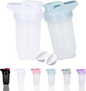 Shaker Bottle Protein Shakes Cup dan 10- Ounce / 300ML Shaker- Bottle with Whish Balls, Protein Shain Bottle Set, plastik Non-BPA (White + Blue (2PCS))