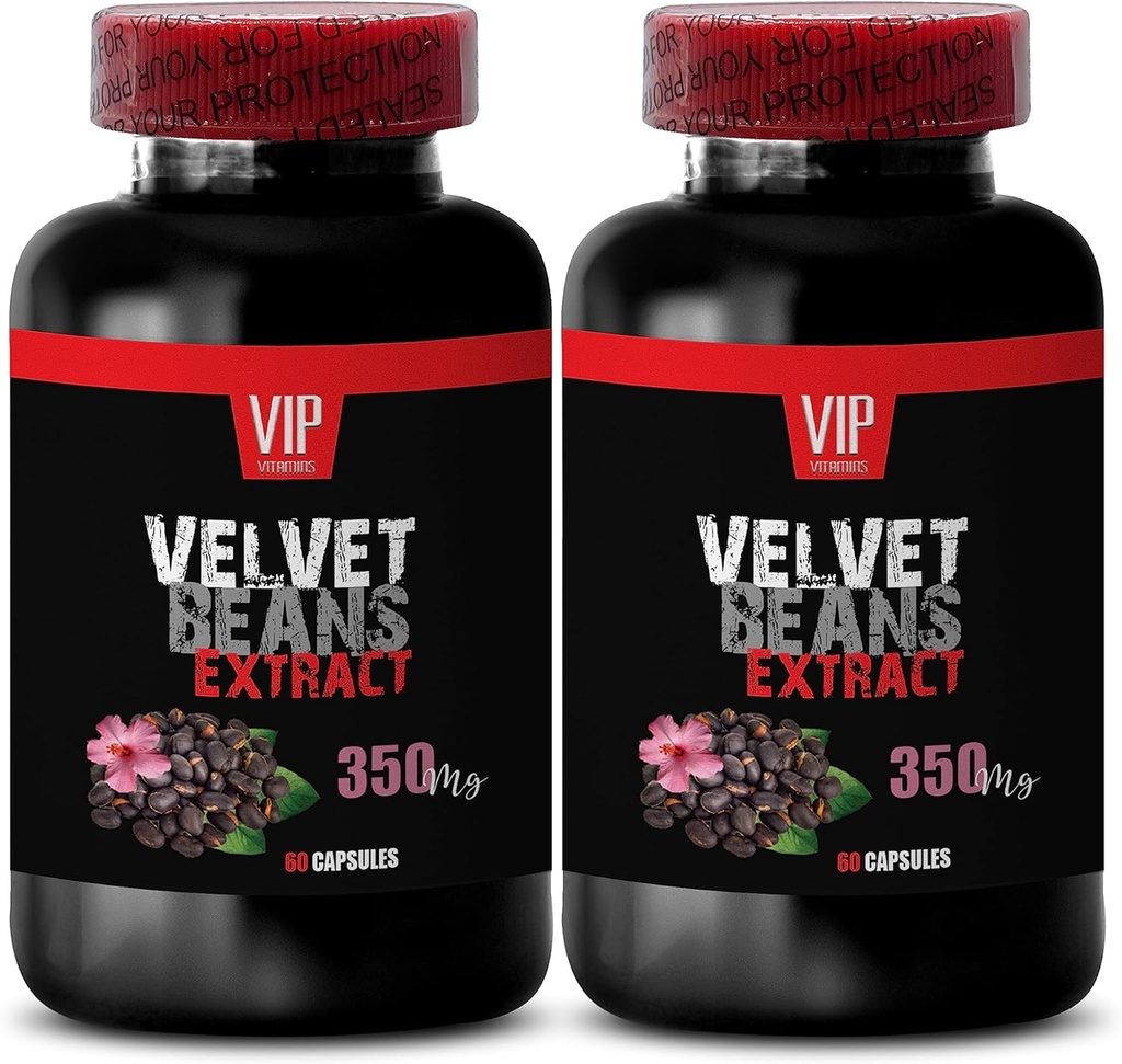 mucuna pruriens Extract - Velvet Beans - Supplemento per il rilassamento profondo e ringiovanente, Mucuna Pruriens, Physical Performance Booster, Focus e Clarity Supplement, Stress Relief, 2 Bot, 120 Caps