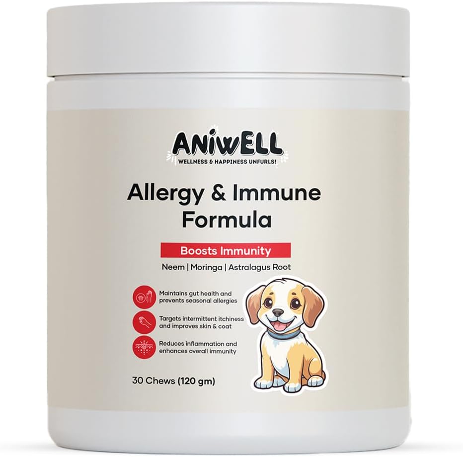 Allergy & Immun Support Kauen für Hunde – Powered by Astragalus Root & Flaxseed C3 – Fördert saisonale Allergy Relief, Gut & Digestive Health – Soft Chews