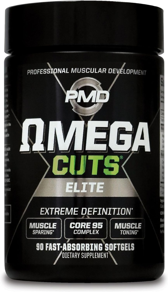 PMD Sports Omega Cutsions Elite Fat Loss-Muscle 定义公式 - Omega Fatty Acids,MCT和CLA的肌肉定义与维护 - Keto对男女友好 - 兴奋剂自由(90 Softgels)