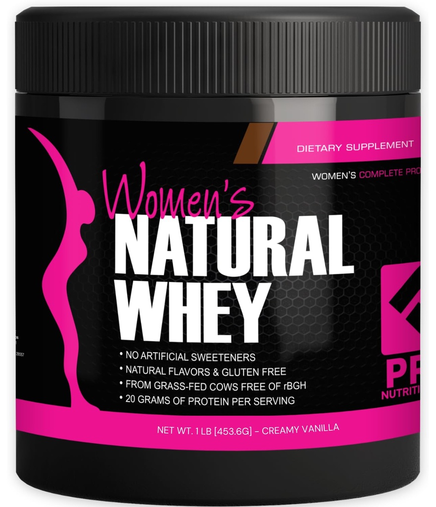 PRO NUTRITION LABS Whey Protein Powder for Women Vanilla Powder - Low Carb Gluten-Free Grass-Fed rBGH-Free - Supports Weight Loss - Natural Stevia Sweetened Protein Shake, 20g (Creamy Vanilla, 1lb)