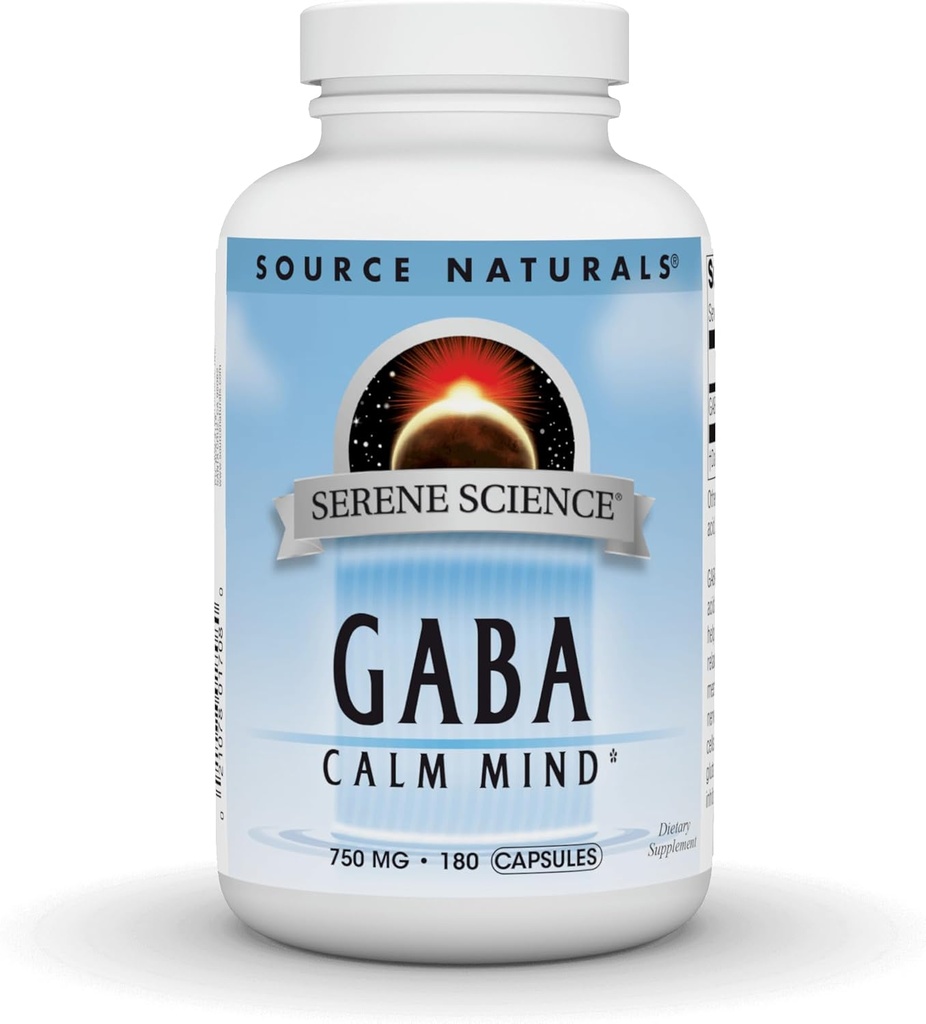 Källa Naturals Serene Science GABA, för ett lugnt sinne, 750mg - 180 kapslar