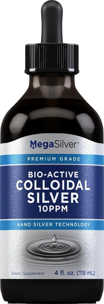 Piping Rock Colloidal Silver Liquid Drops | 10 ppm | 4 oz | Bio Active Premium Grade | Nano Silver Technology | Non-GMO, Gluten Free