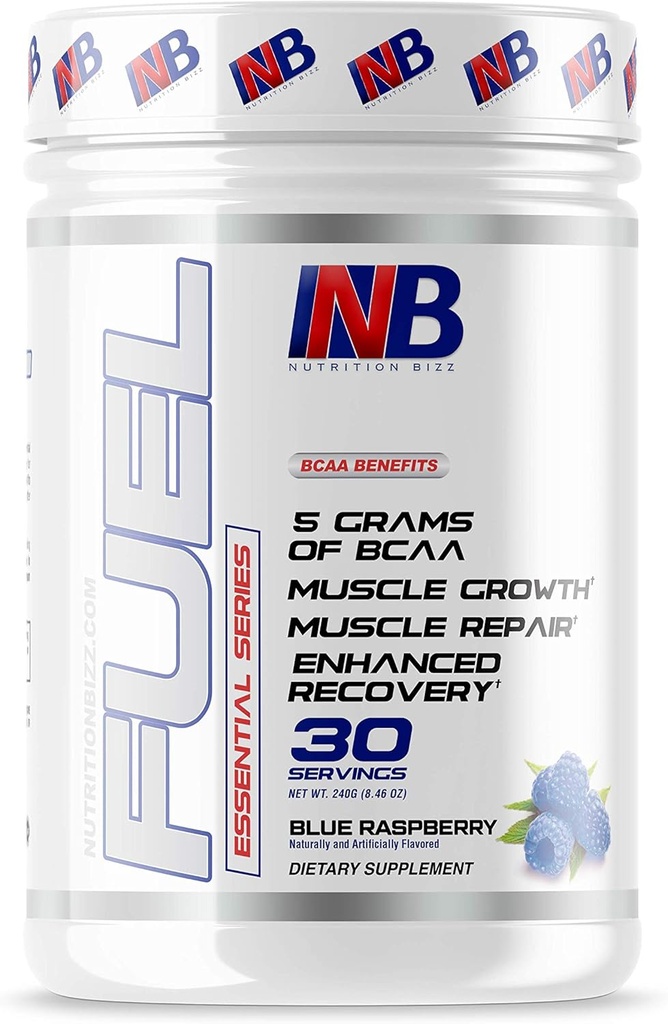 BCAA Powder, 5 Grams BCAAs Acids, Post Workout Recovery Drinder for Muscle Building, Recovery, and Endurance, 30 Servings (Blue Raspberry)