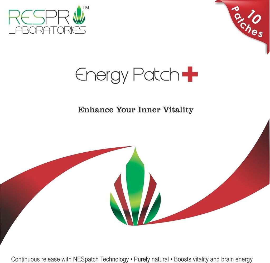 Respro Labs Natural Guarana in CoQ10 Energy Patch Plus, Stalno sproščanje, 10 obližev