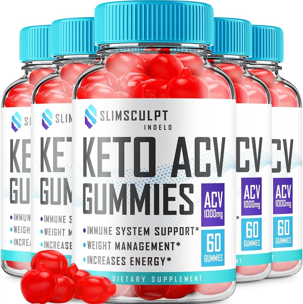 (5 Pack) Slimsculpt Keto ACV pierdere în greutate Gummies - avansat Formula Slim Sculpt Keto plus ACV Gummies Apple Cider Vinegar Keto Slimsculpt ACV Gummies Supliment alimentar Recenzii Bărbați Femei (300 Gummies)