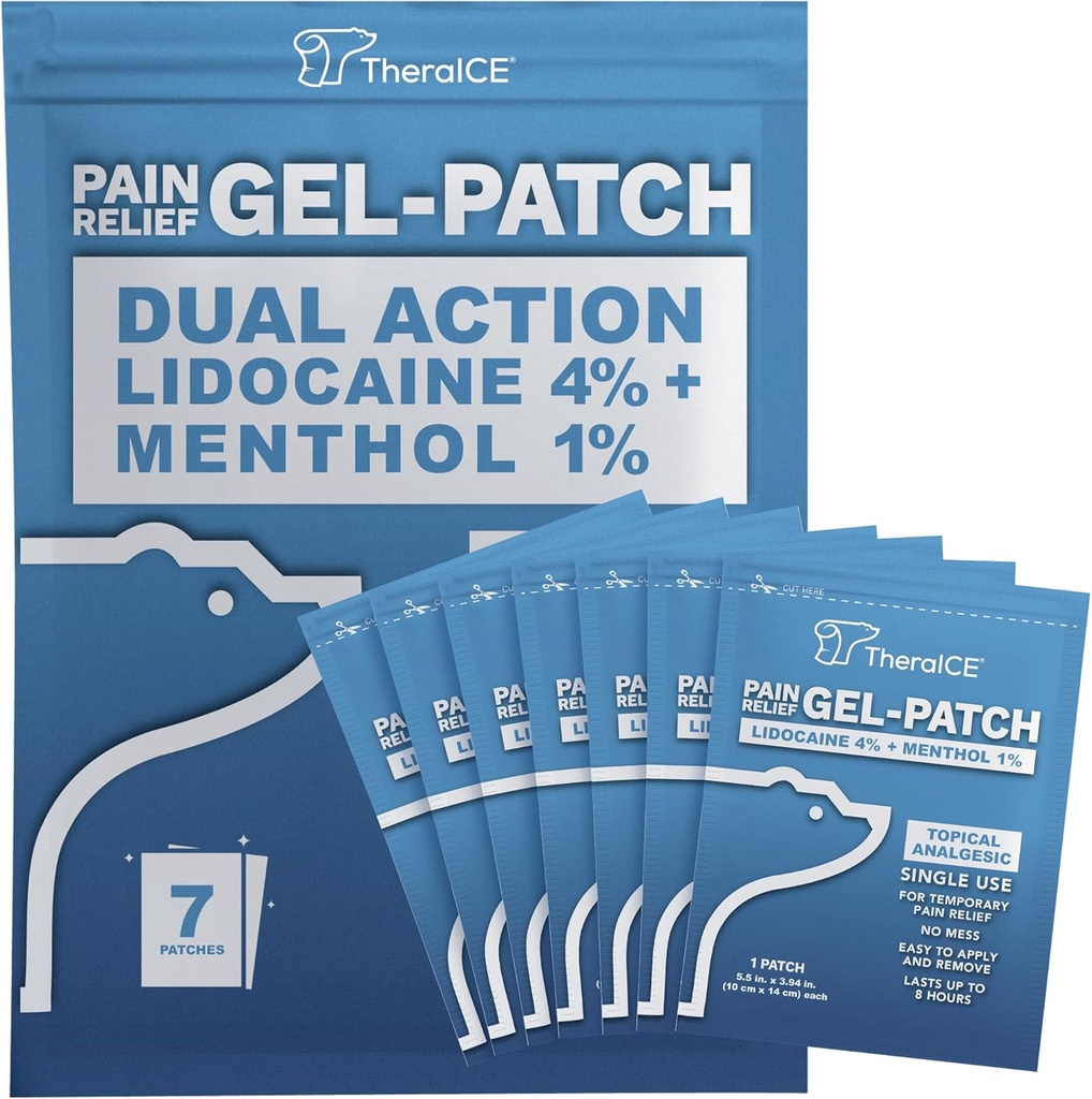 TheraICE Lid Cocaïna Pedaços A més menthhol, "Big Hot Hot Hot Hot Hot i ICY Resege for Back, Neck & ha de fer honor a Lliberar el 4% Lid Labaïna" + 1% Menthhol, gran Mida (7 Compte)