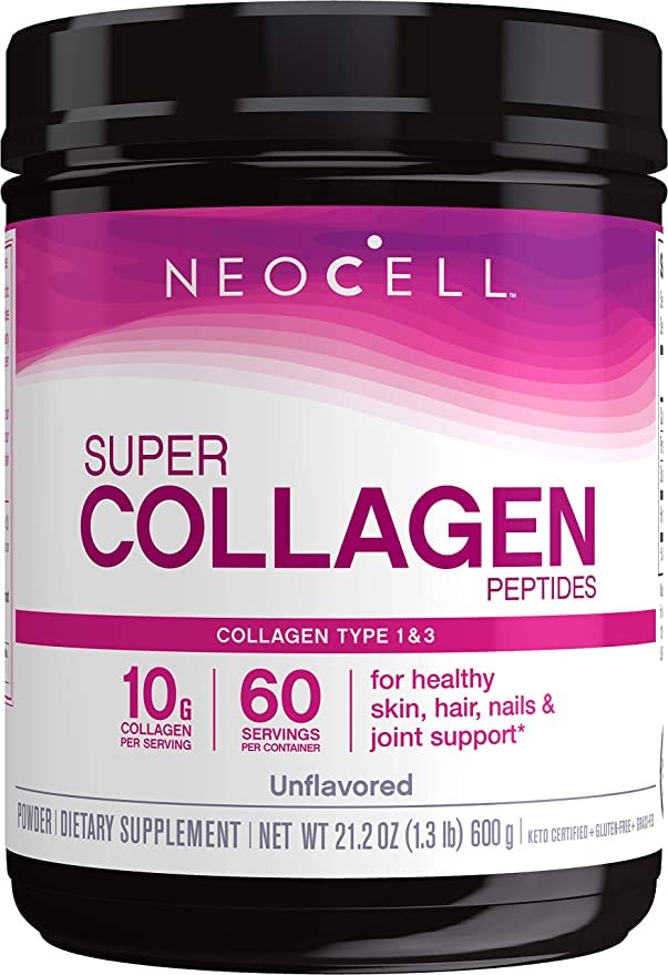 NeoCell Grassfed Collagen Peptides Powder | 21.2 oz | Unflavored | for Women and Men | Hair, Skin, & Nails