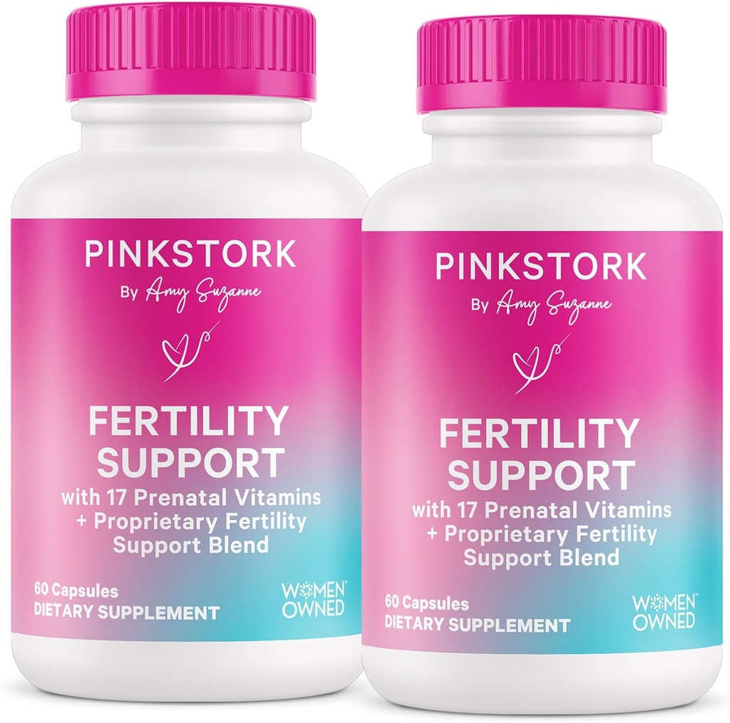 여성을위한 핑크 Stork Fertility 보조 식품 - Ovulation, Conception 및 호르몬 균형 지원이있는 Prenatal Multivitamin - 17 비타민 & Inositol, Ashwagandha, & Vitex - 120 캡슐