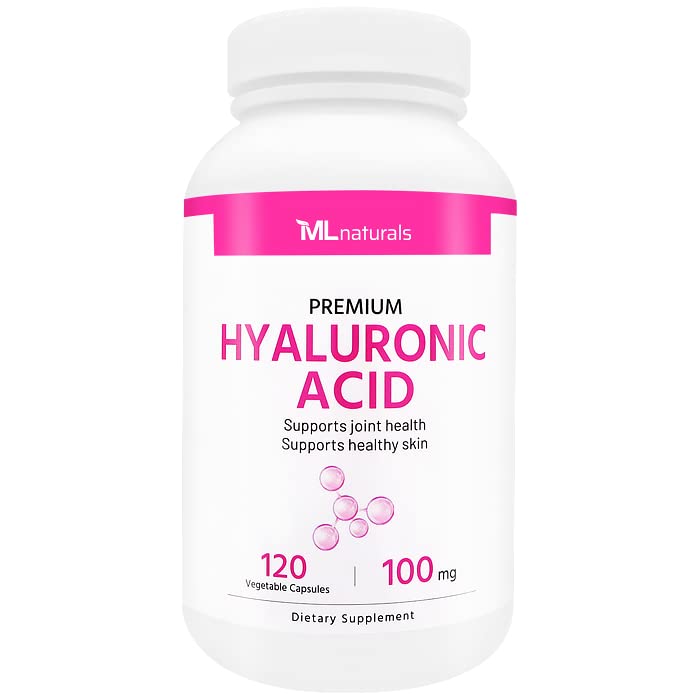 ML Naturals Hyaluronic Acid 100mg (Per Serving) – 120 Vegetable Capsules – Non-GMO – Supports Skin & Joint Health
