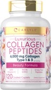 Carlyle Collagen 配有维生素C → 6000mg → 120 Caplets → 多Collagen Peptide Pills → 1型和 3型 → Non-GMO, Gluten Free, Grass Fed