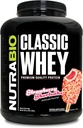 NutraBio Classic אבקת חלבון Whey - No Fillers, Artificial Colors, Preservatives - נמוך Glycemic Index - סטרוברי קצרקייק, 5 פאונד