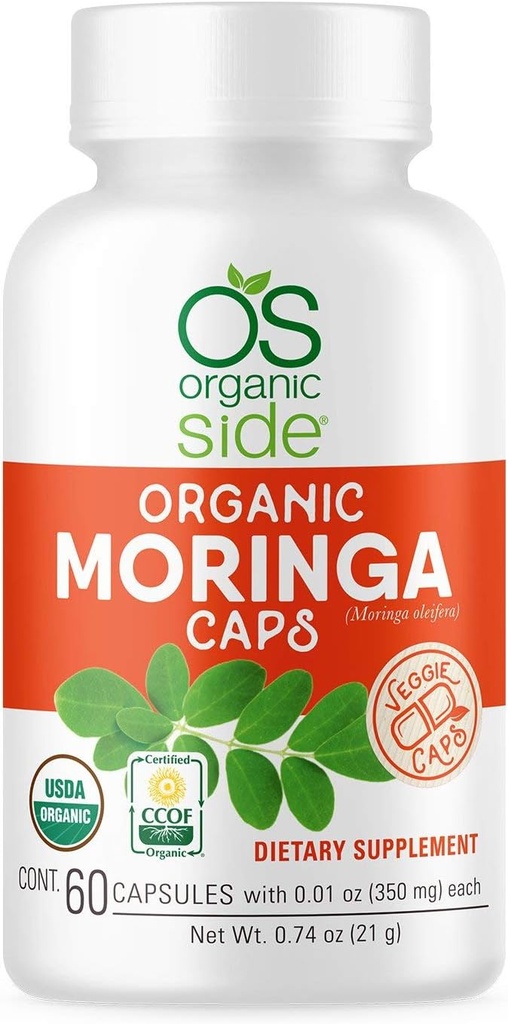 thi thể sinh học Moringa Capsules 60 Bá tước UDA, phi-GMO, siêu thực phẩm ăn chay cho năng lượng, hỗ trợ miễn dịch và hấp thụ dinh dưỡng