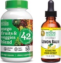 Botanic Choice Mega Fruits and Veggies Blend (60 капсули) + Lemon Balm Tincture (1 fl oz) Bundle - Energy Balance & Superfood Addition + Relaxation and Sleep Support