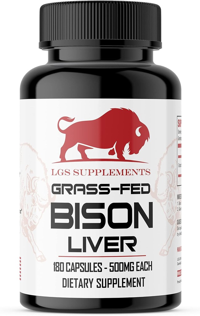 Gras Fed Bison Lever Capsules Ondersteunt energieproductie, ontgifting, spijsvertering, Immuniteit, Natuurlijk ijzer Non-GMO, Freeze gedroogde lever Gezondheid Supplement, 3000mg