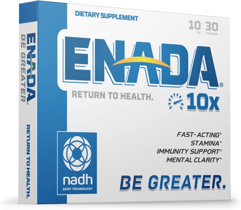 ENADA 10X NADH dodatek s rychle působící Formule pro aktivní životní styl 124; Přírodní energie Booster Great pro Jet Lag, Atletic Performance & Studium 124; Zlepšuje Stamina a duševní jasnost 124; 30 Lozenge