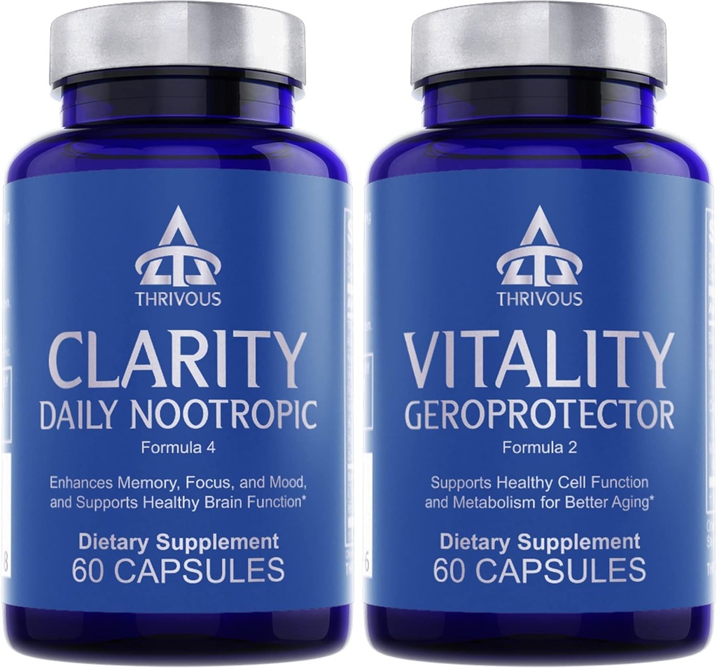 Thrivous Clarity & Vitality Stack - Kognitiv & Metabolic Support Nootrop Bundle - 120 Veganske kapsler
