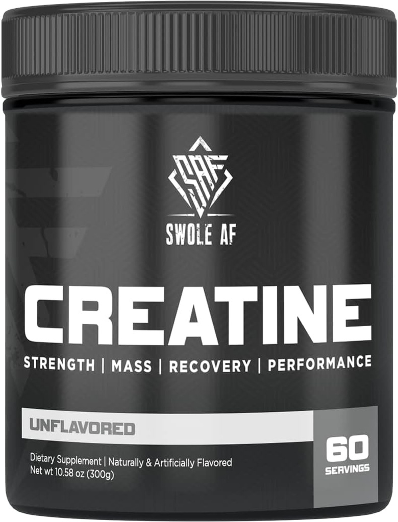 Swole AF | CREATINE Mono | Pre & Post Treening lihaste kasvu vastupidavuse ja taastumise jaoks | Toidulisand tugevuse ja lihaste kasvu parandamiseks