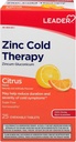 LEADER Zinc Cold Therapy Chewable Tablets, Non-Drowsy Homeopathic Zinc Supplement, Reduce la duración y la severidad de los síntomas fríos, Fast Acting Cold Remedy, Citrus Flavor, Sugar Free, 25 Count