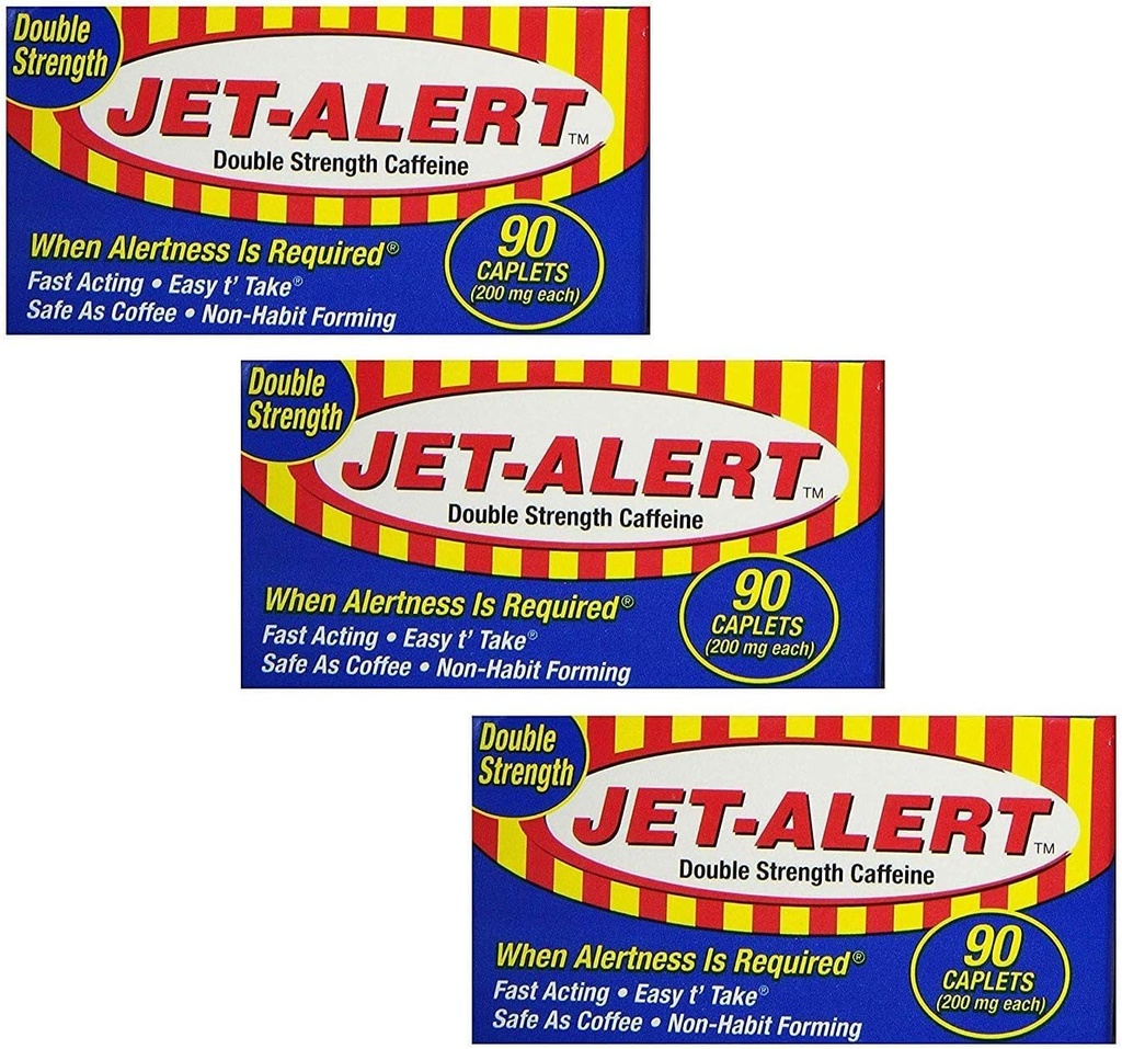 Jet Alert Double Strength Alertness Aid Caplets, 200 mg-90 Ct Değer Paketi